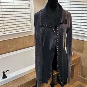 Elegant Gray Women's Blazer with Studded Details